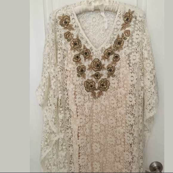 ISO Soft surroundings jarana cotton lace kaftan - Picture 3 of 7